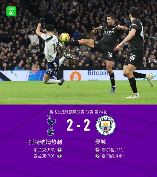 剑南春曼城连丢两球22热刺，索兰克双响+蝎子摆尾神仙球
