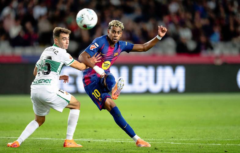 亚马尔战埃尔切在对方禁区触球21次，创本赛季西甲单场纪录